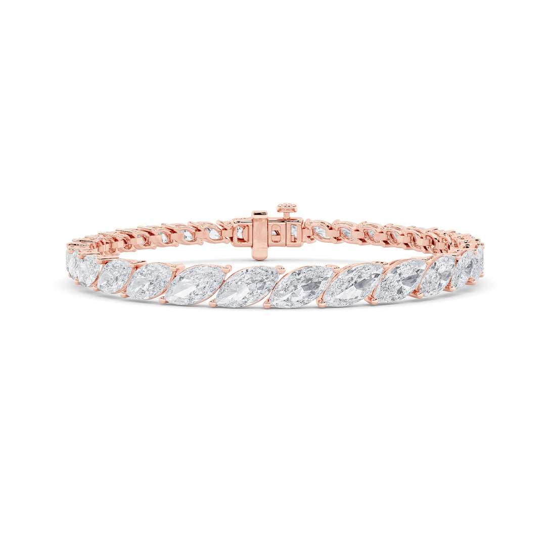 13.5Cttw Marquise Shaped Lab Grown Diamond (F/VS)  Bracelet in 14K Gold