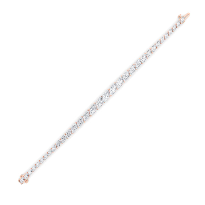 13.5Cttw Marquise Shaped Lab Grown Diamond (F/VS)  Bracelet in 14K Gold
