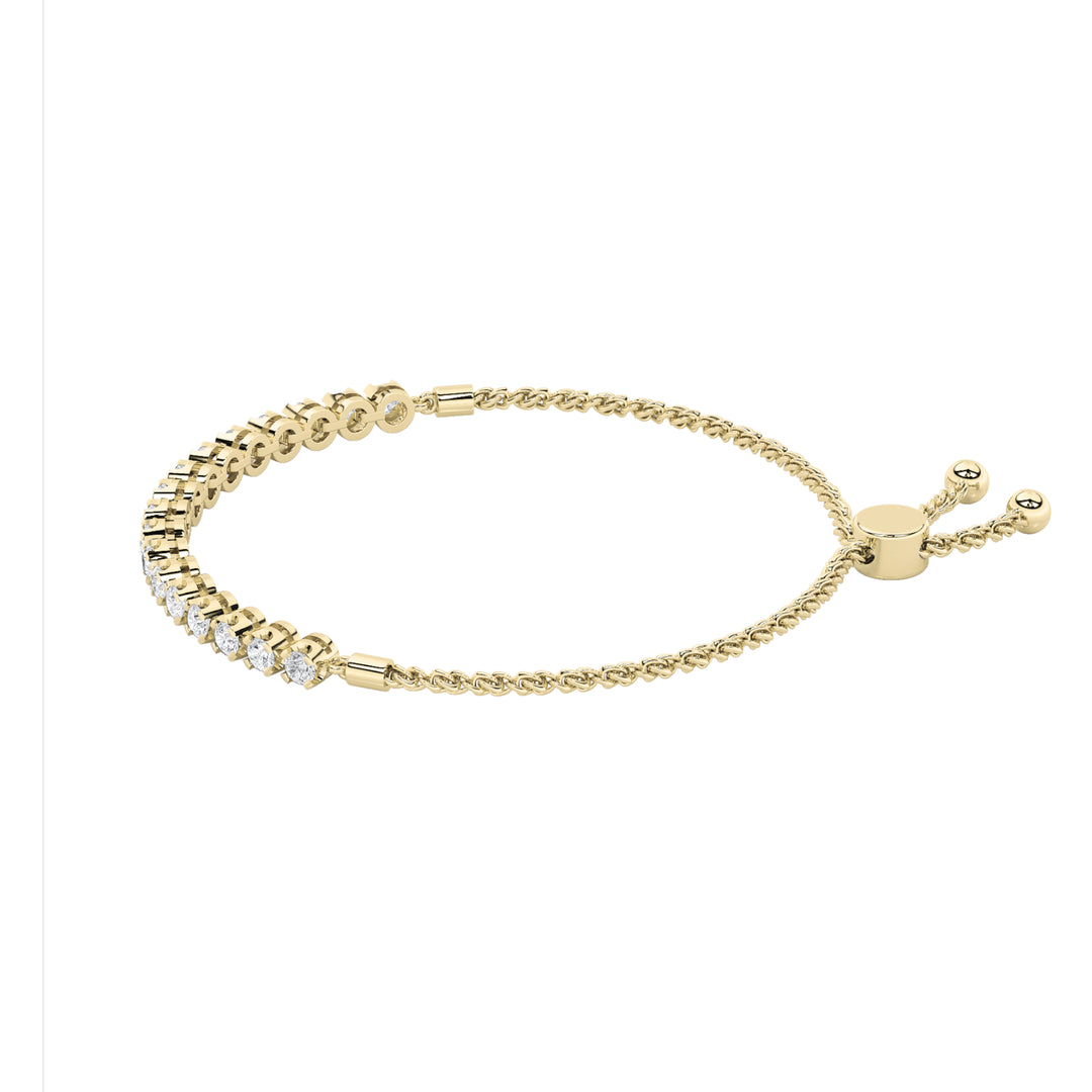 2Cttw Round Shaped Lab Grown Diamond (F/VS) Bolo Bracelet in 14K Gold