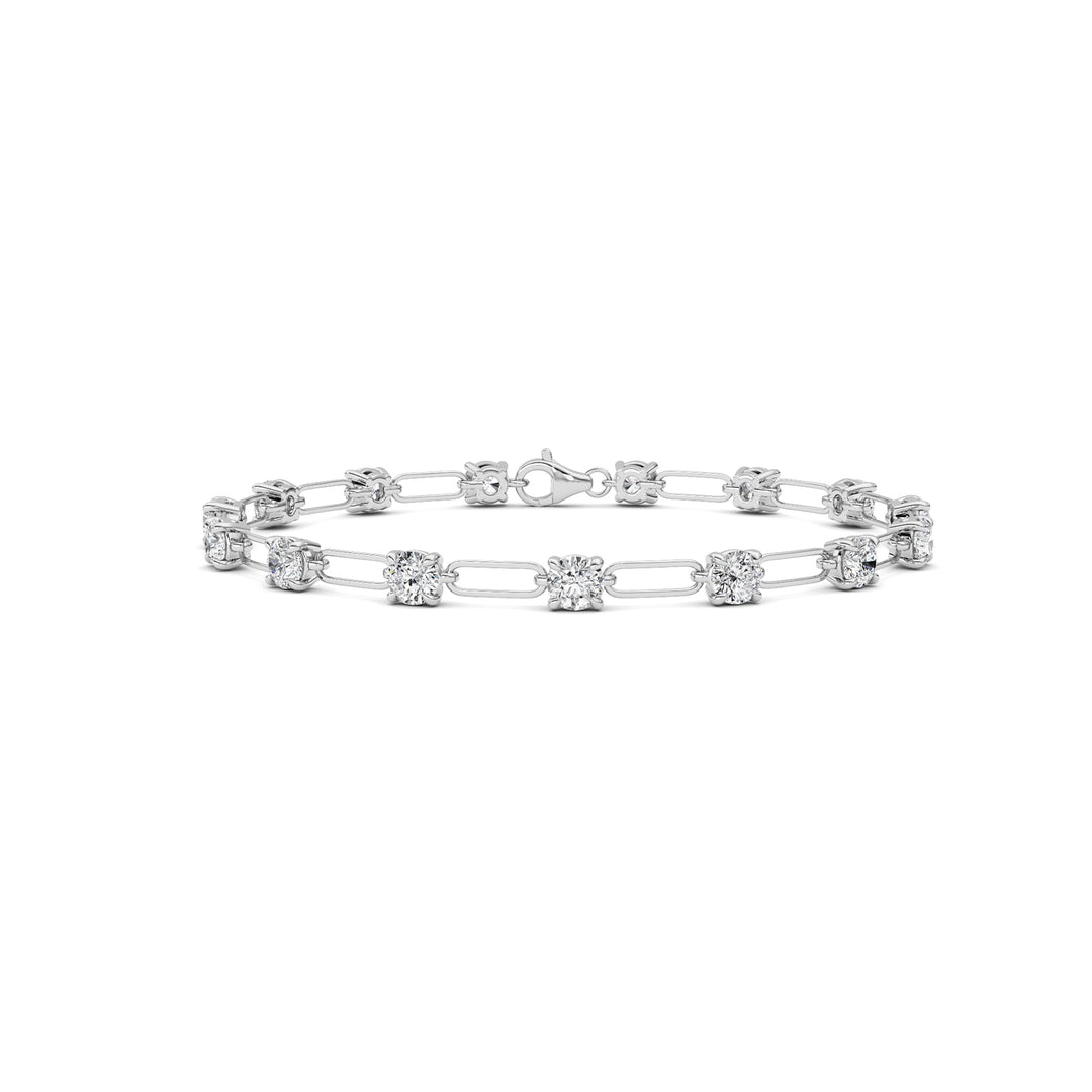 3Cttw Round Shaped Lab Grown Diamond (F/VS) Station Bracelet in 14K Gold