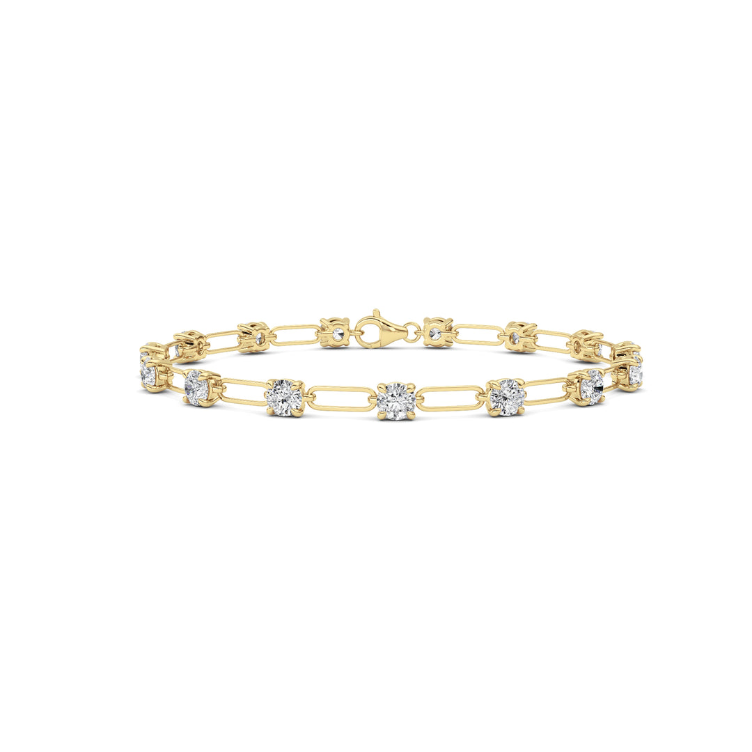 3Cttw Round Shaped Lab Grown Diamond (F/VS) Station Bracelet in 14K Gold