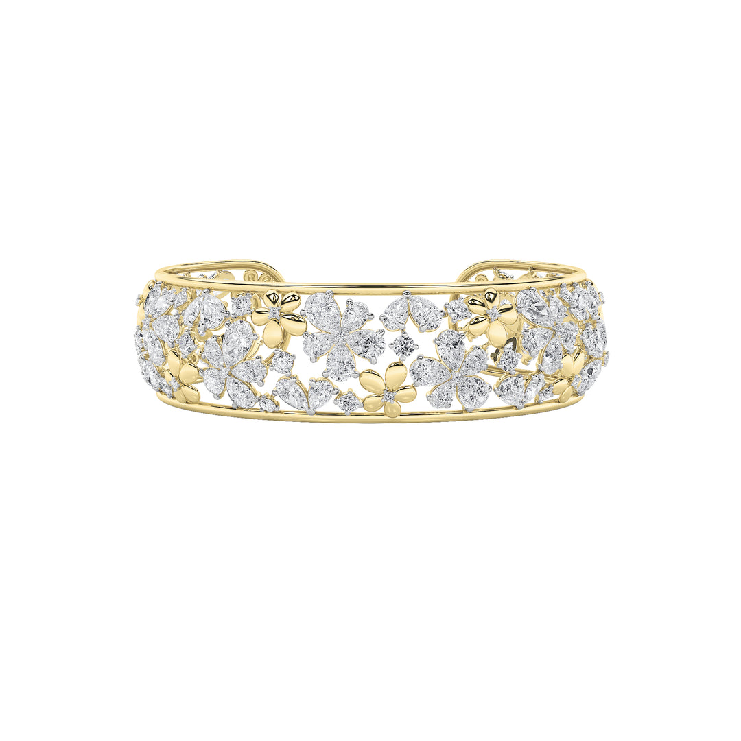 23.5Cttw Pear Shaped Lab Grown Diamond (F/VS) Fancy Flower Bracelet in 14K Gold