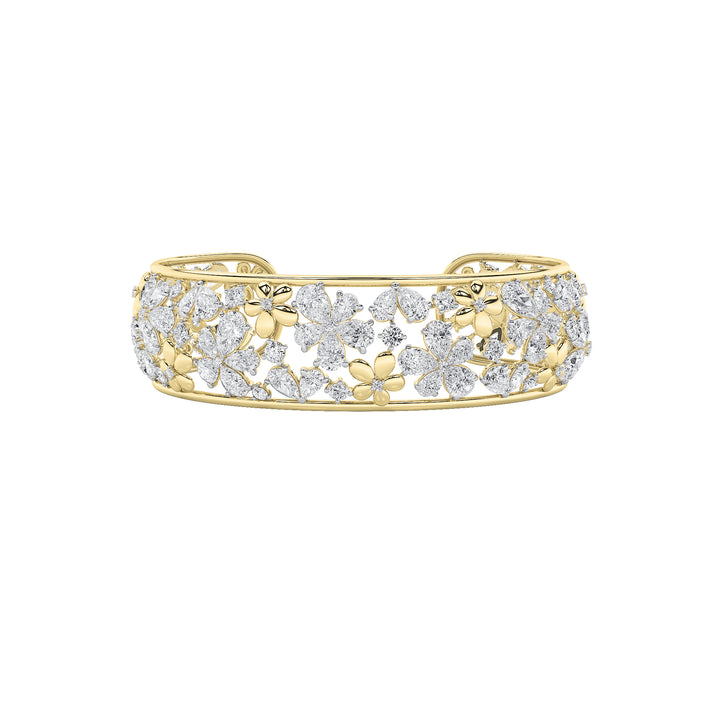 23.5Cttw Pear Shaped Lab Grown Diamond (F/VS) Fancy Flower Bracelet in 14K Gold