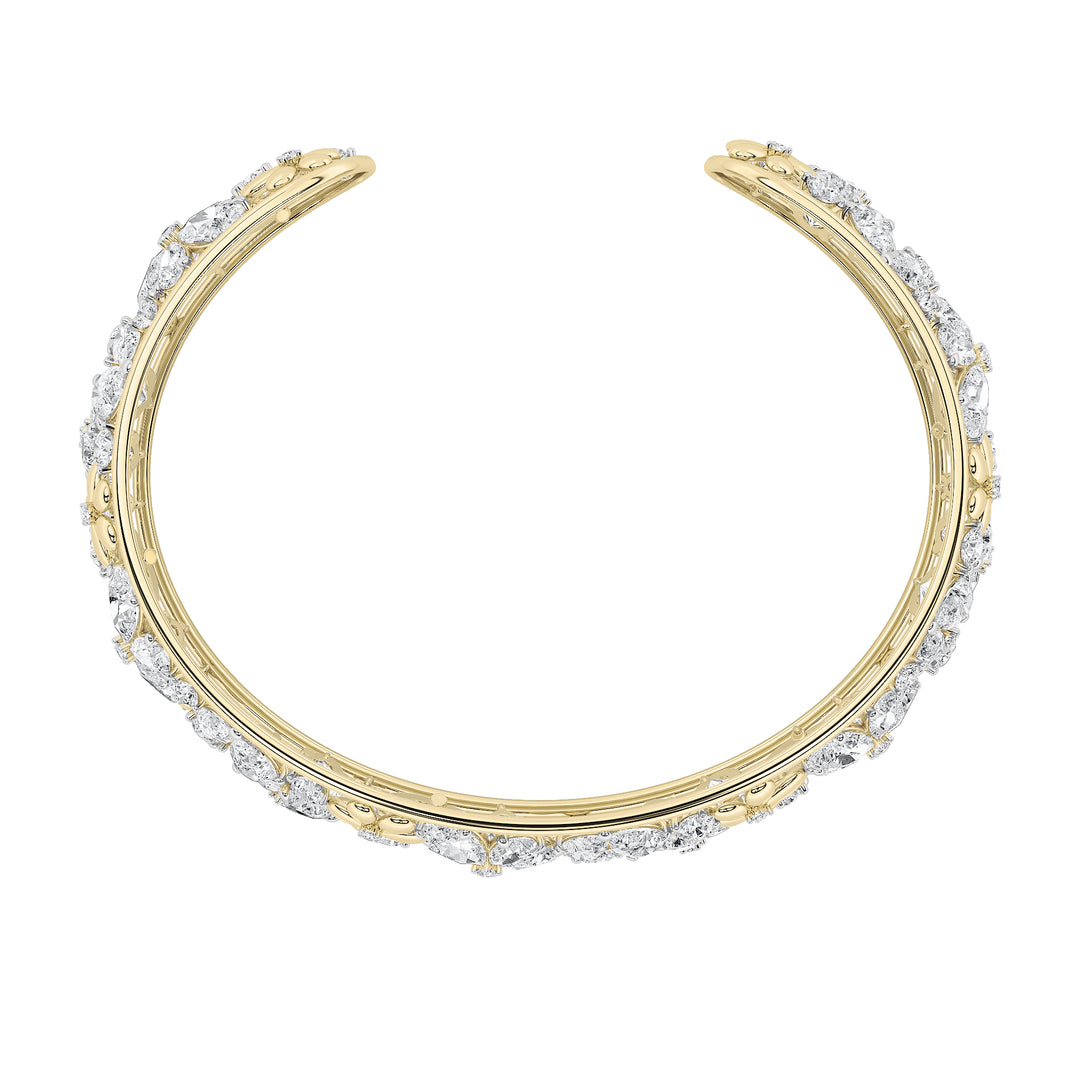 23.5Cttw Pear Shaped Lab Grown Diamond (F/VS) Fancy Flower Bracelet in 14K Gold