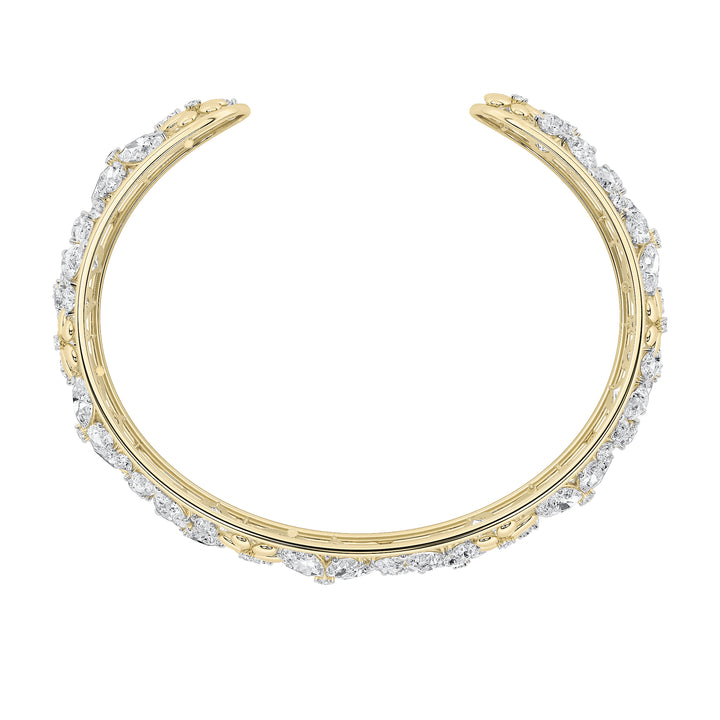 23.5Cttw Pear Shaped Lab Grown Diamond (F/VS) Fancy Flower Bracelet in 14K Gold