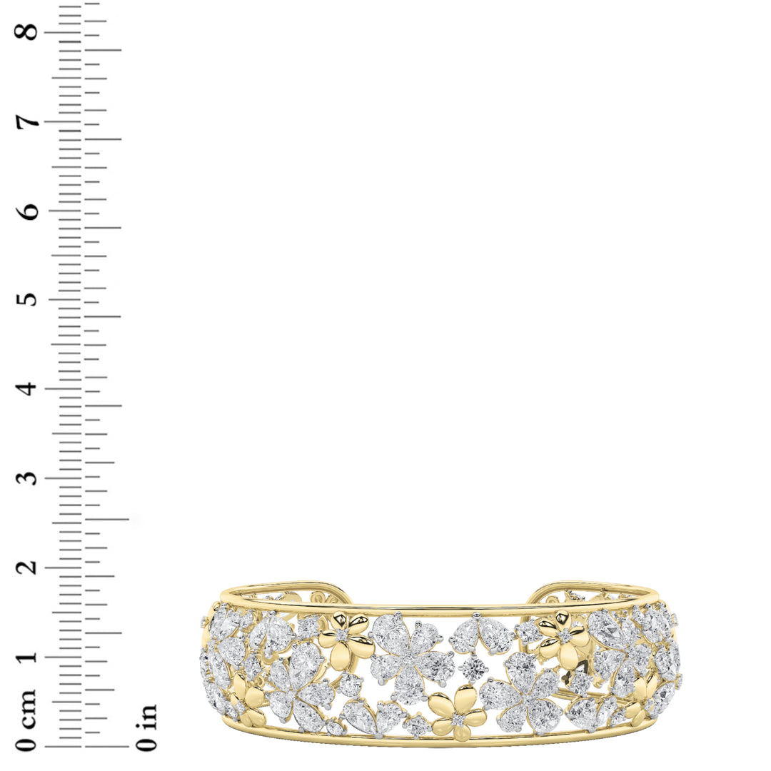 23.5Cttw Pear Shaped Lab Grown Diamond (F/VS) Fancy Flower Bracelet in 14K Gold