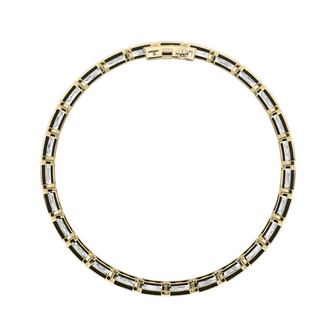 15Cttw Emerald Shaped Lab Grown Diamond (F/VS) East West Bezel Set Bracelet in 14K Gold