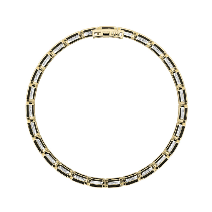 15Cttw Emerald Shaped Lab Grown Diamond (F/VS) East West Bezel Set Bracelet in 14K Gold