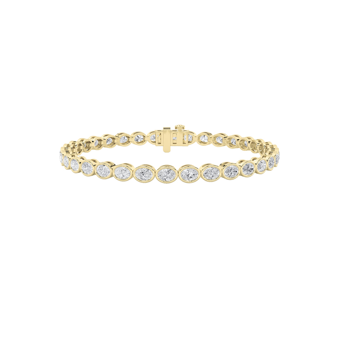 12Cttw Oval Shaped Lab Grown Diamond (F/VS) East West Bezel Set Bracelet in 14K Gold