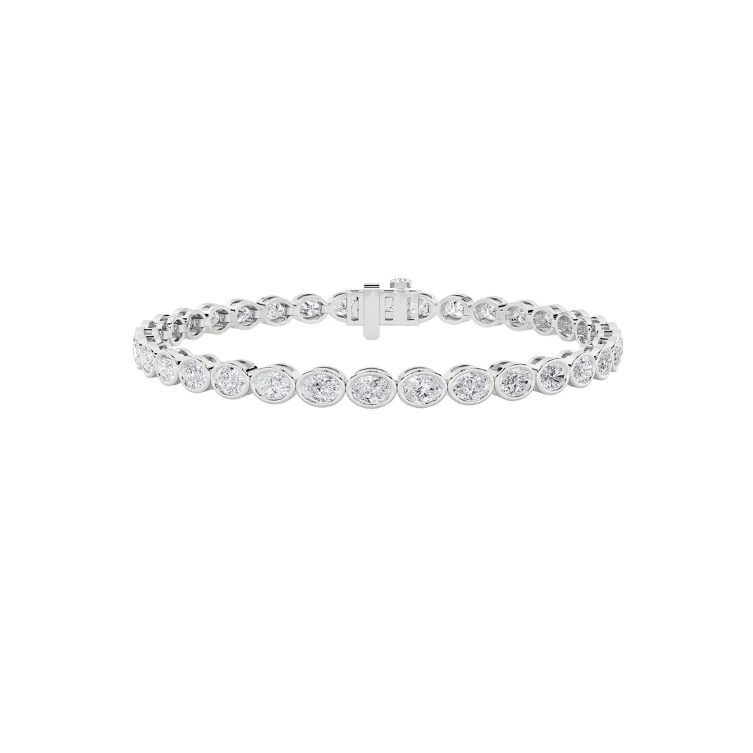 15Cttw Oval Shaped Lab Grown Diamond (F/VS) East West Bezel Set Bracelet in 14K Gold