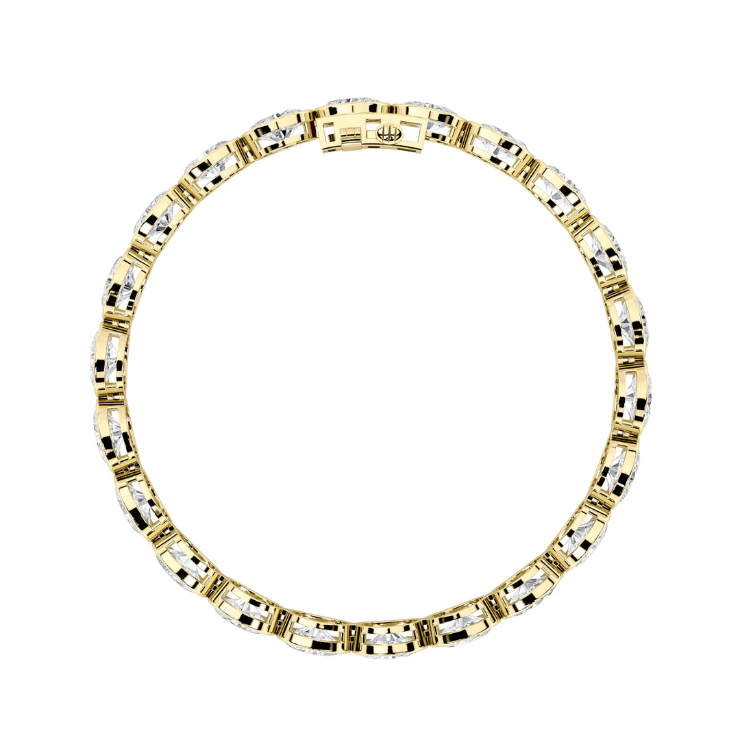 15Cttw Oval Shaped Lab Grown Diamond (F/VS) East West Bezel Set Bracelet in 14K Gold