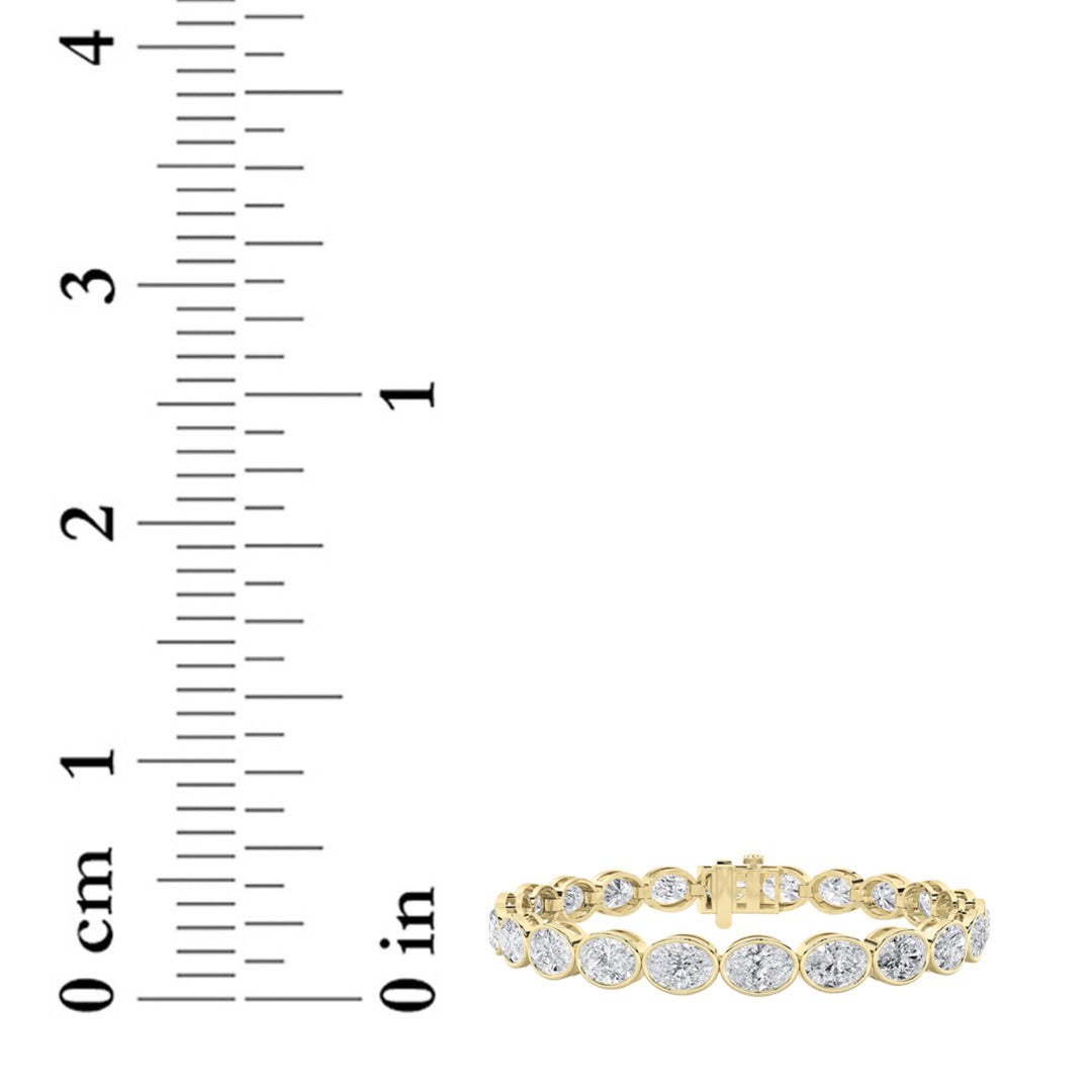 15Cttw Oval Shaped Lab Grown Diamond (F/VS) East West Bezel Set Bracelet in 14K Gold
