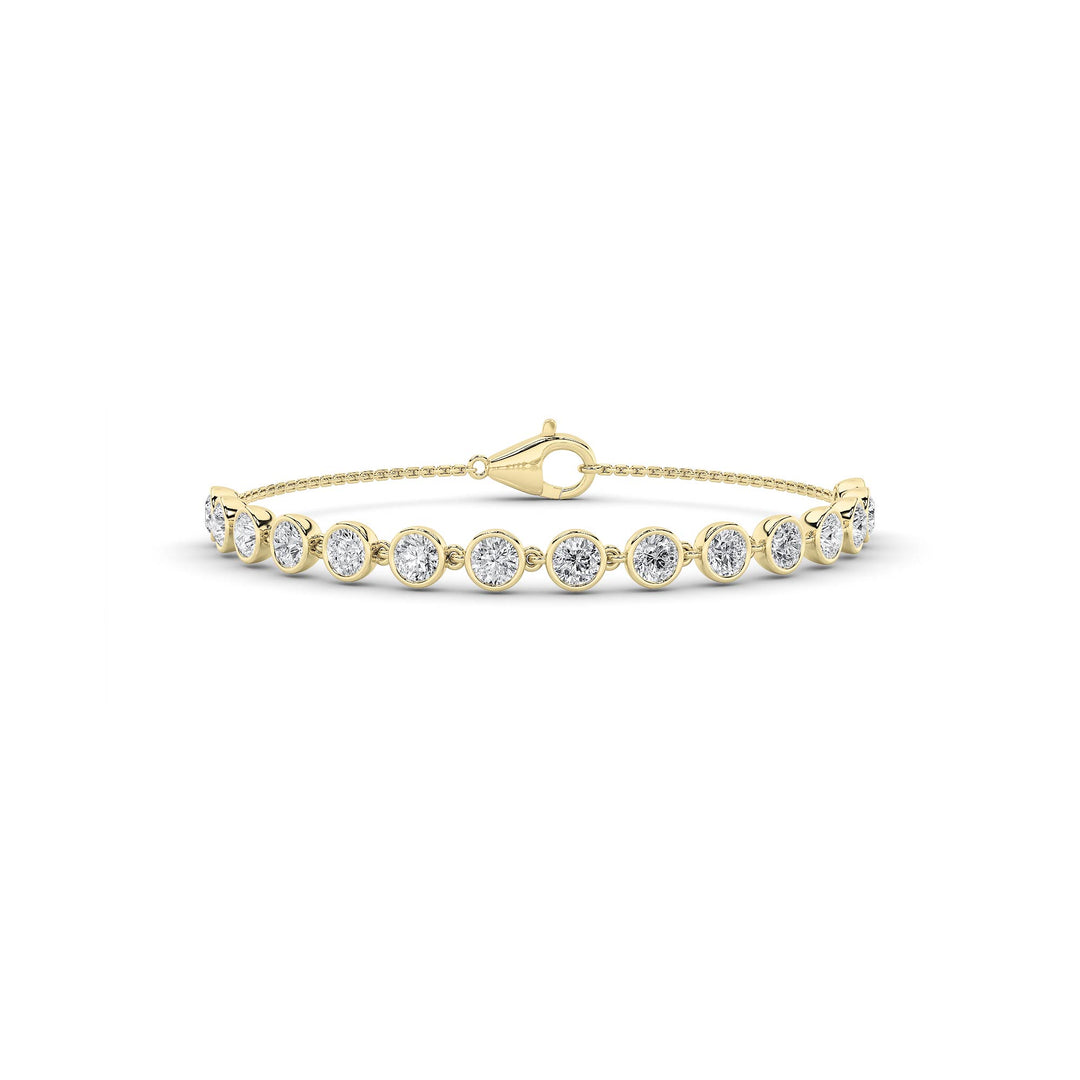 3Cttw Round Shaped Lab Grown Diamond (F/VS) Bezel Set Bracelet in 14K Gold
