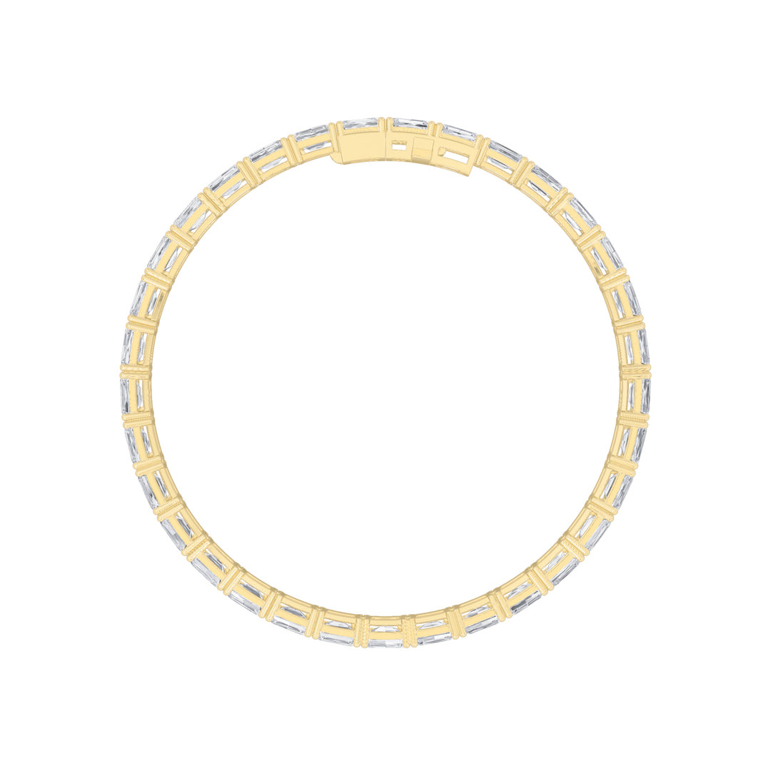 10Cttw Emerald Shaped Lab Grown Diamond (F/VS) East West Line Bracelet in 14K Gold