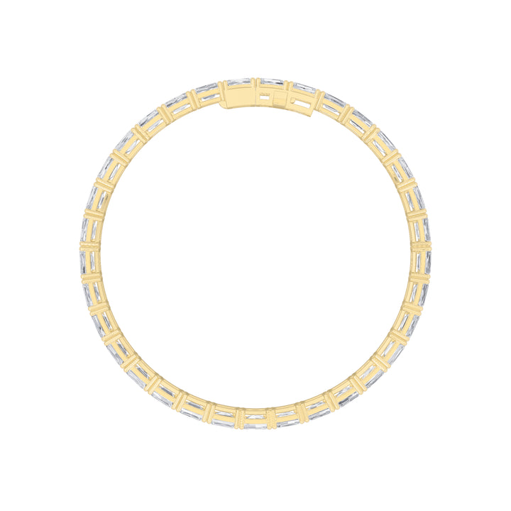 10Cttw Emerald Shaped Lab Grown Diamond (F/VS) East West Line Bracelet in 14K Gold