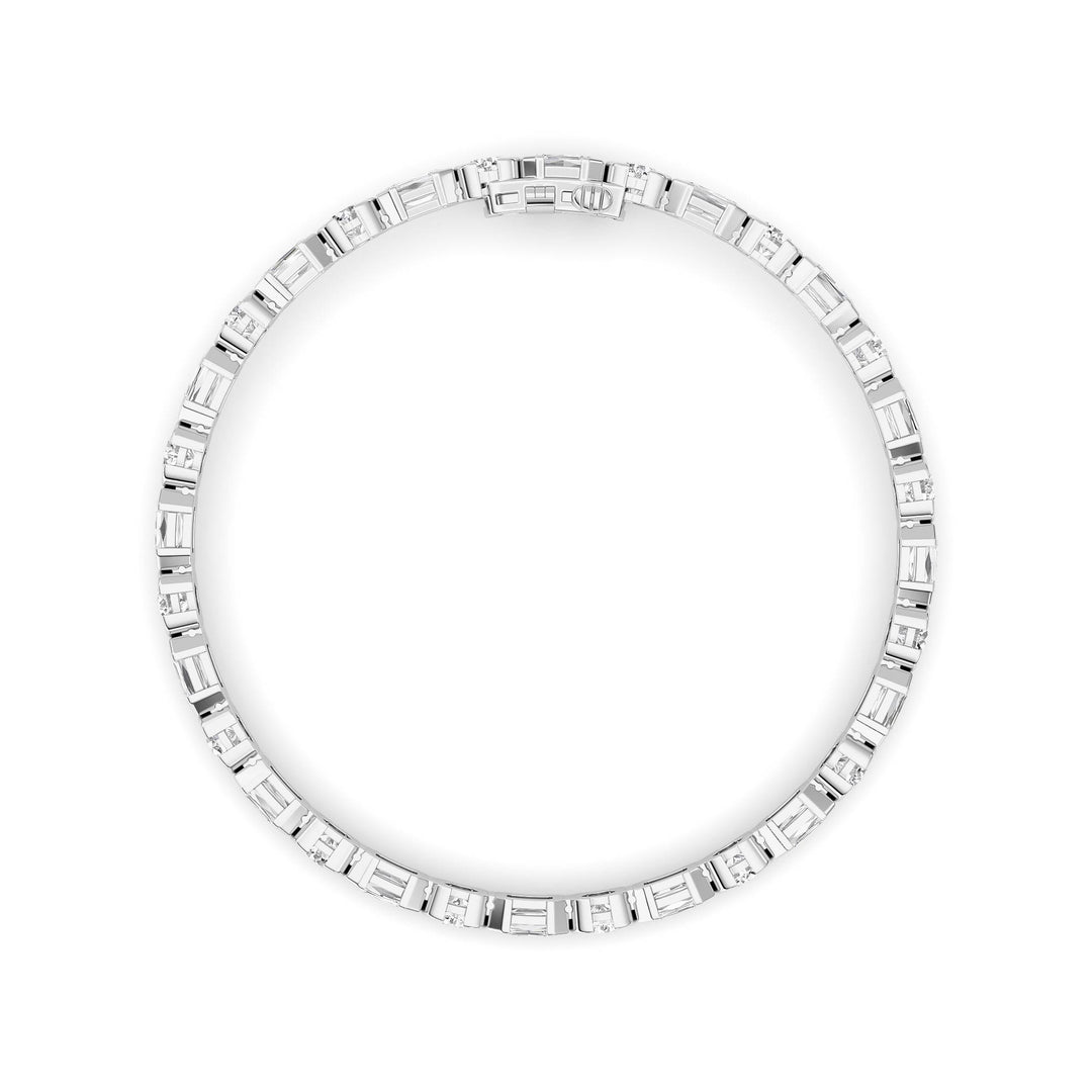 13Cttw Emerald Shaped Lab Grown Diamond (F/VS) Semi Bezel Line Bracelet in 14K Gold