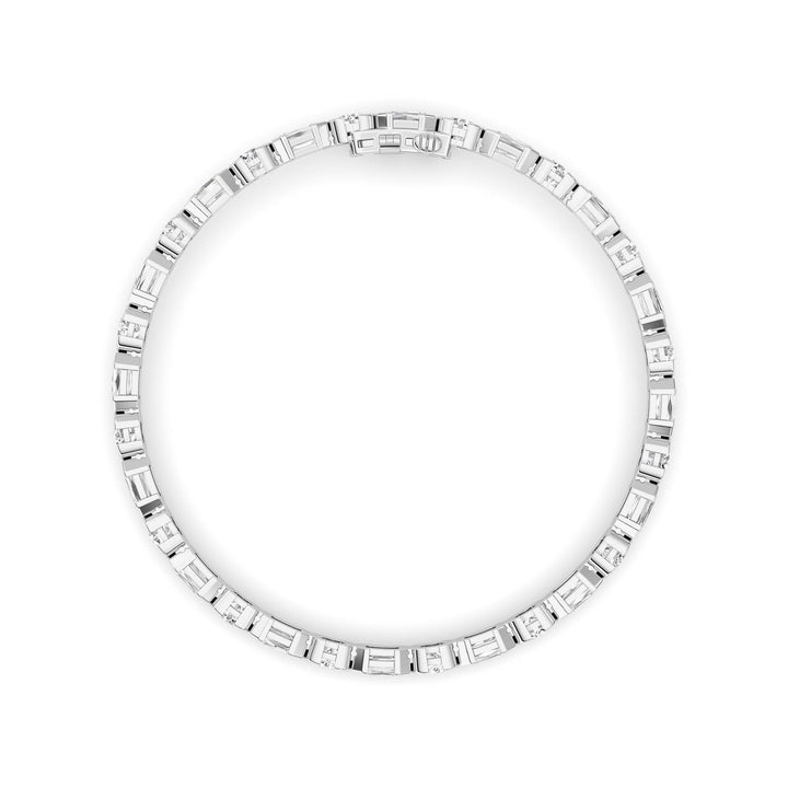 13Cttw Emerald Shaped Lab Grown Diamond (F/VS) Semi Bezel Line Bracelet in 14K Gold