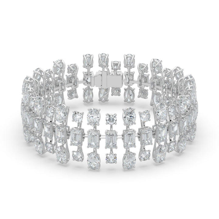 34.5Cttw Emerald Shaped Lab Grown Diamond (F/VS)  Bracelet in 14K Gold