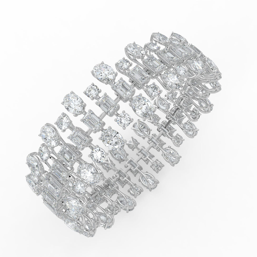 34.5Cttw Emerald Shaped Lab Grown Diamond (F/VS)  Bracelet in 14K Gold