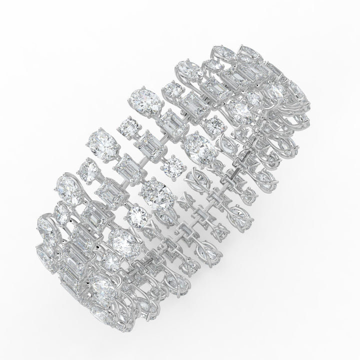 34.5Cttw Emerald Shaped Lab Grown Diamond (F/VS)  Bracelet in 14K Gold