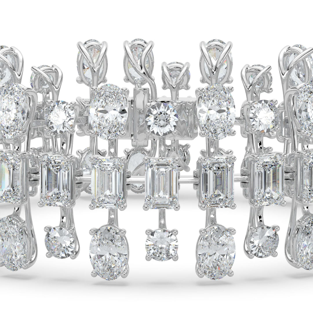 34.5Cttw Emerald Shaped Lab Grown Diamond (F/VS)  Bracelet in 14K Gold