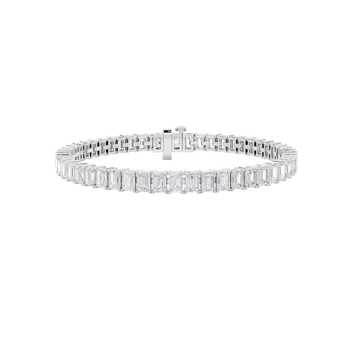 12.5Cttw Emerald Shaped Lab Grown Diamond (F/VS) East West Line Bracelet in 14K Gold