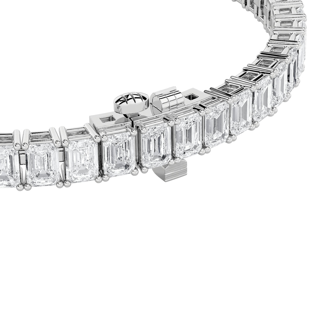 12.5Cttw Emerald Shaped Lab Grown Diamond (F/VS) East West Line Bracelet in 14K Gold