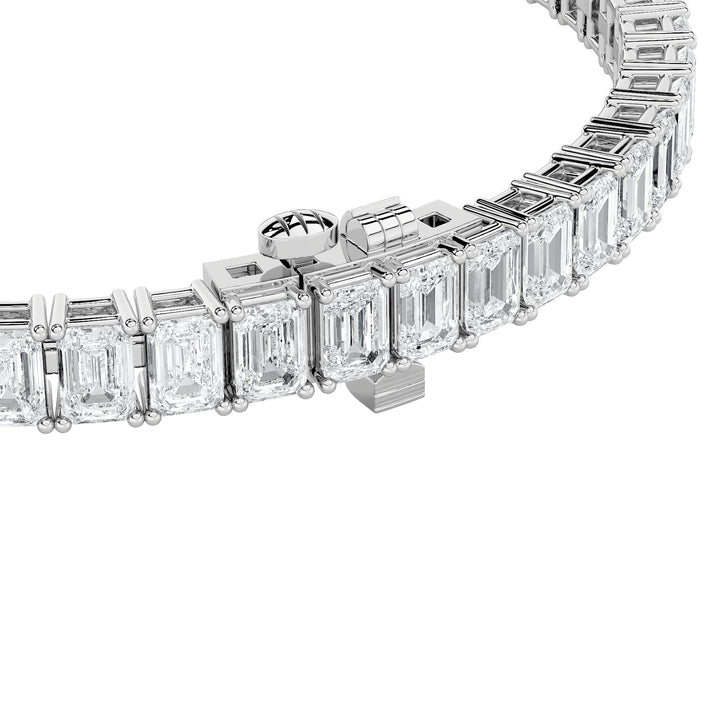 12.5Cttw Emerald Shaped Lab Grown Diamond (F/VS) East West Line Bracelet in 14K Gold