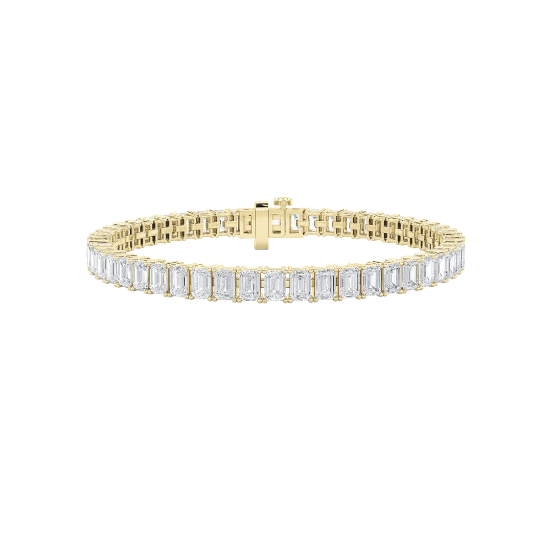 12.5Cttw Emerald Shaped Lab Grown Diamond (F/VS) East West Line Bracelet in 14K Gold