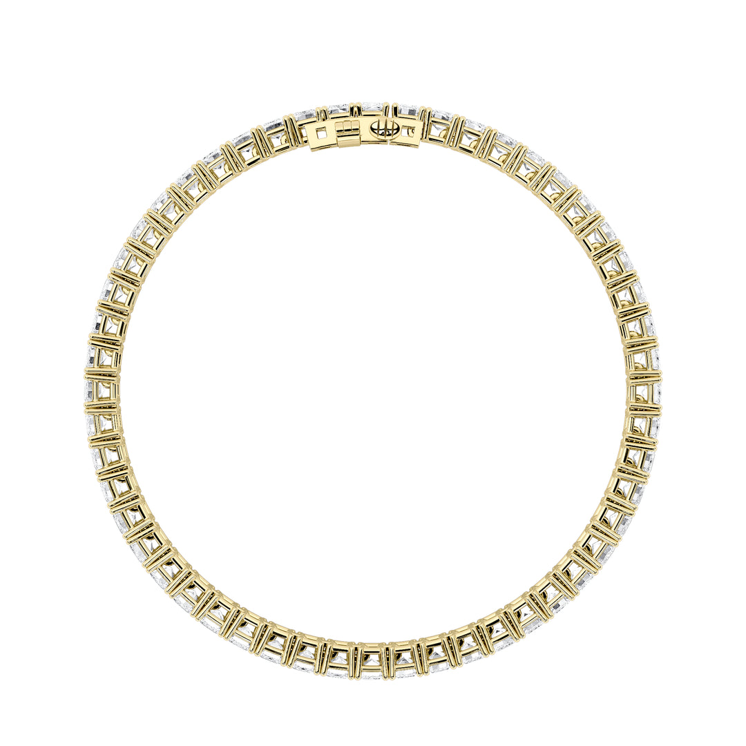 12.5Cttw Emerald Shaped Lab Grown Diamond (F/VS) East West Line Bracelet in 14K Gold