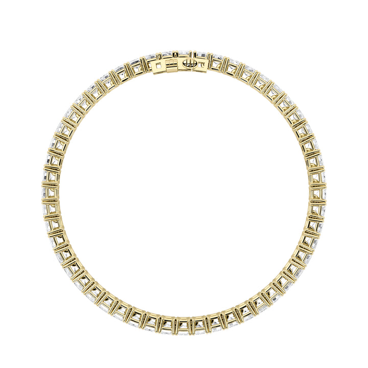 12.5Cttw Emerald Shaped Lab Grown Diamond (F/VS) East West Line Bracelet in 14K Gold