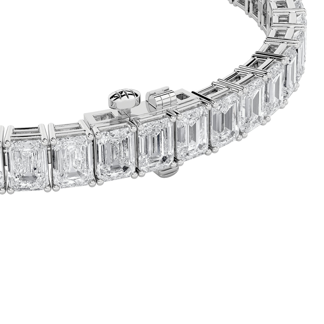 18.5Cttw Emerald Shaped Lab Grown Diamond (F/VS) East West Line Bracelet in 14K Gold
