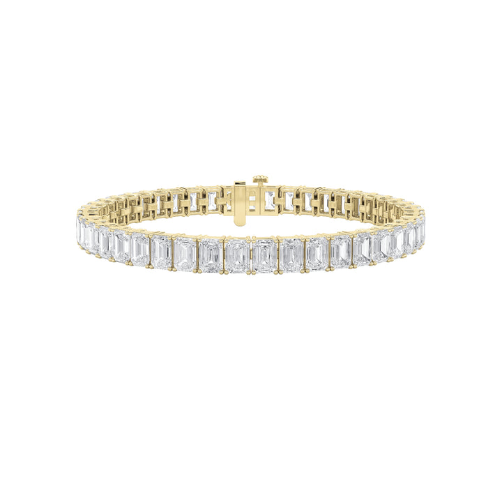 18.5Cttw Emerald Shaped Lab Grown Diamond (F/VS) East West Line Bracelet in 14K Gold