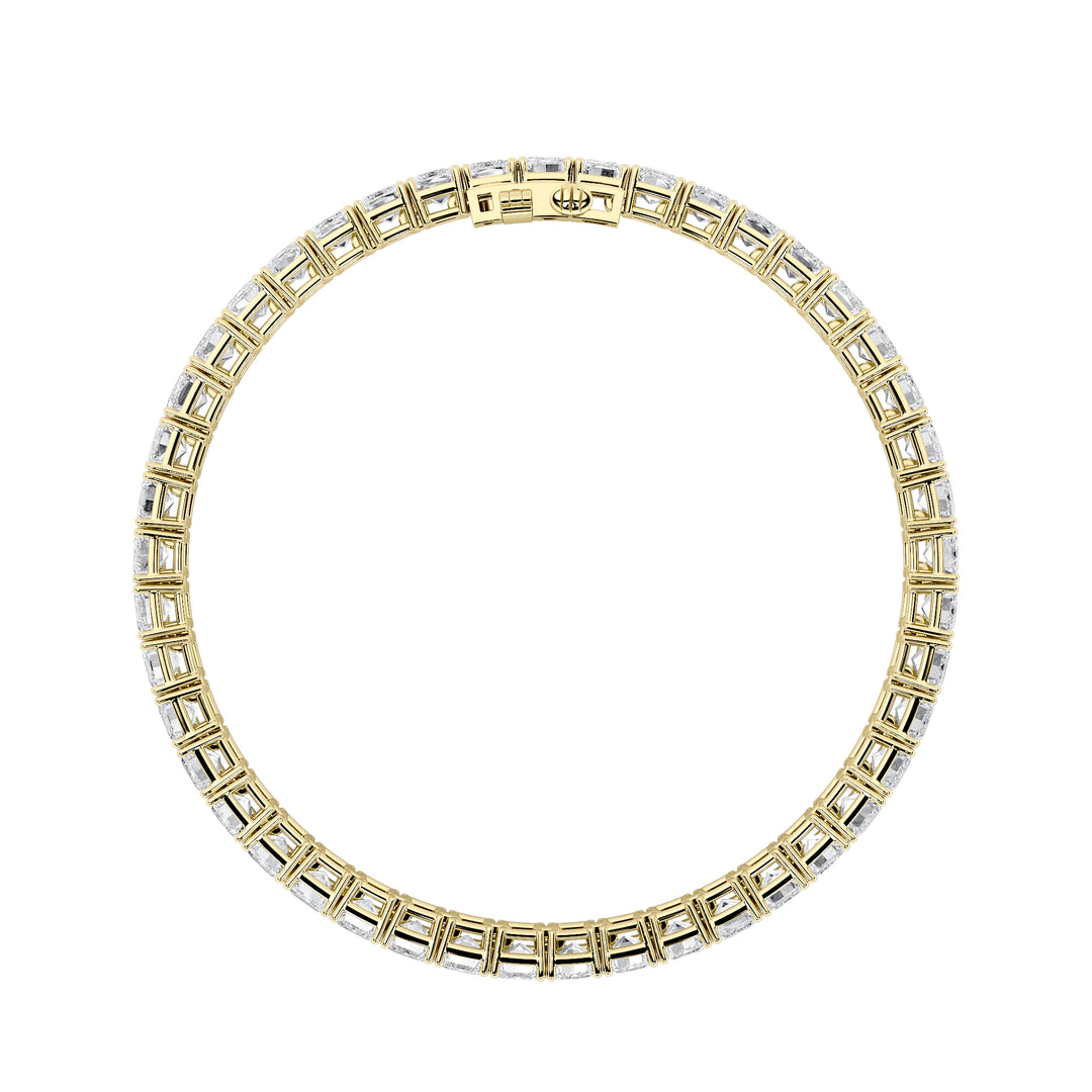 18.5Cttw Emerald Shaped Lab Grown Diamond (F/VS) East West Line Bracelet in 14K Gold