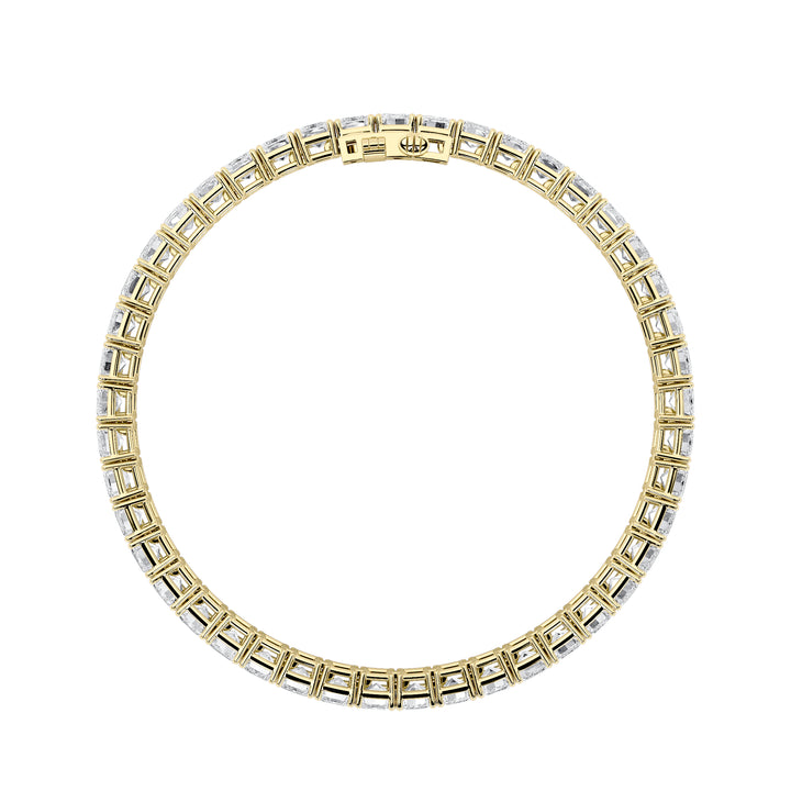 18.5Cttw Emerald Shaped Lab Grown Diamond (F/VS) East West Line Bracelet in 14K Gold
