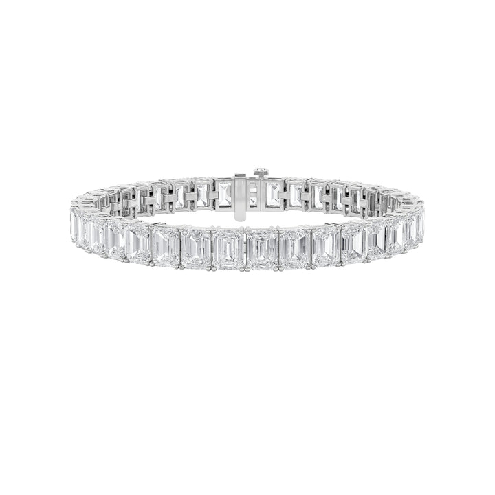 21.5Cttw Emerald Shaped Lab Grown Diamond (F/VS) East West Line Bracelet in 14K Gold