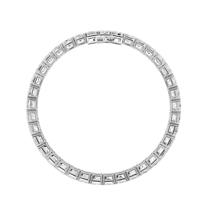 21.5Cttw Emerald Shaped Lab Grown Diamond (F/VS) East West Line Bracelet in 14K Gold