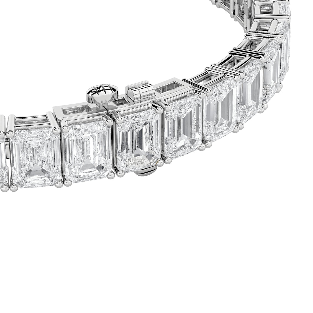 21.5Cttw Emerald Shaped Lab Grown Diamond (F/VS) East West Line Bracelet in 14K Gold