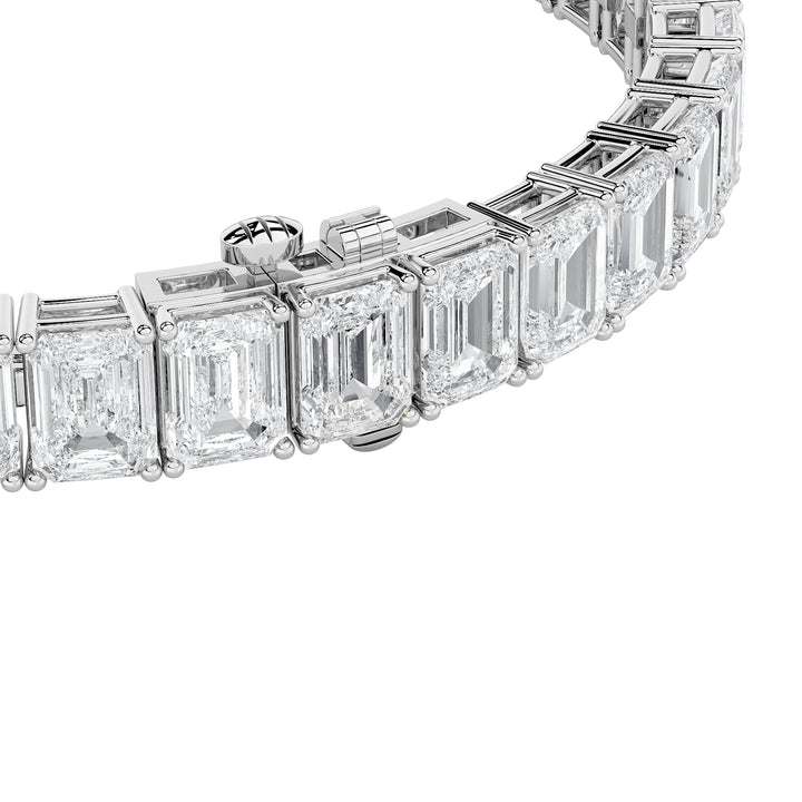 21.5Cttw Emerald Shaped Lab Grown Diamond (F/VS) East West Line Bracelet in 14K Gold