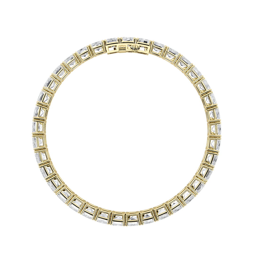 21.5Cttw Emerald Shaped Lab Grown Diamond (F/VS) East West Line Bracelet in 14K Gold