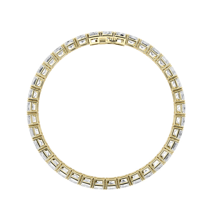 21.5Cttw Emerald Shaped Lab Grown Diamond (F/VS) East West Line Bracelet in 14K Gold