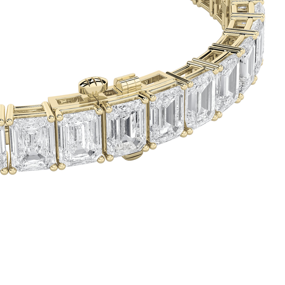 21.5Cttw Emerald Shaped Lab Grown Diamond (F/VS) East West Line Bracelet in 14K Gold