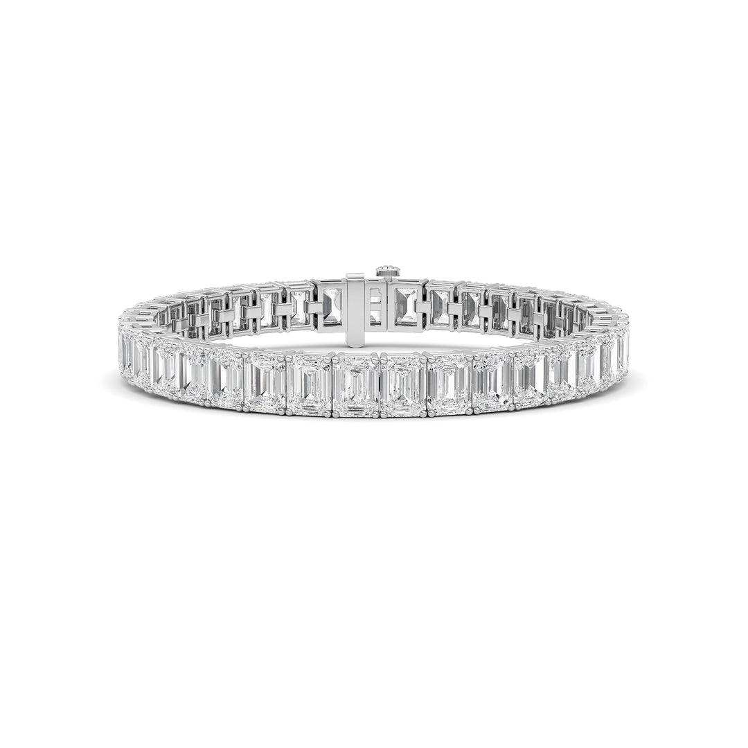 27Cttw Emerald Shaped Lab Grown Diamond (F/VS) East West Line Bracelet in 14K Gold