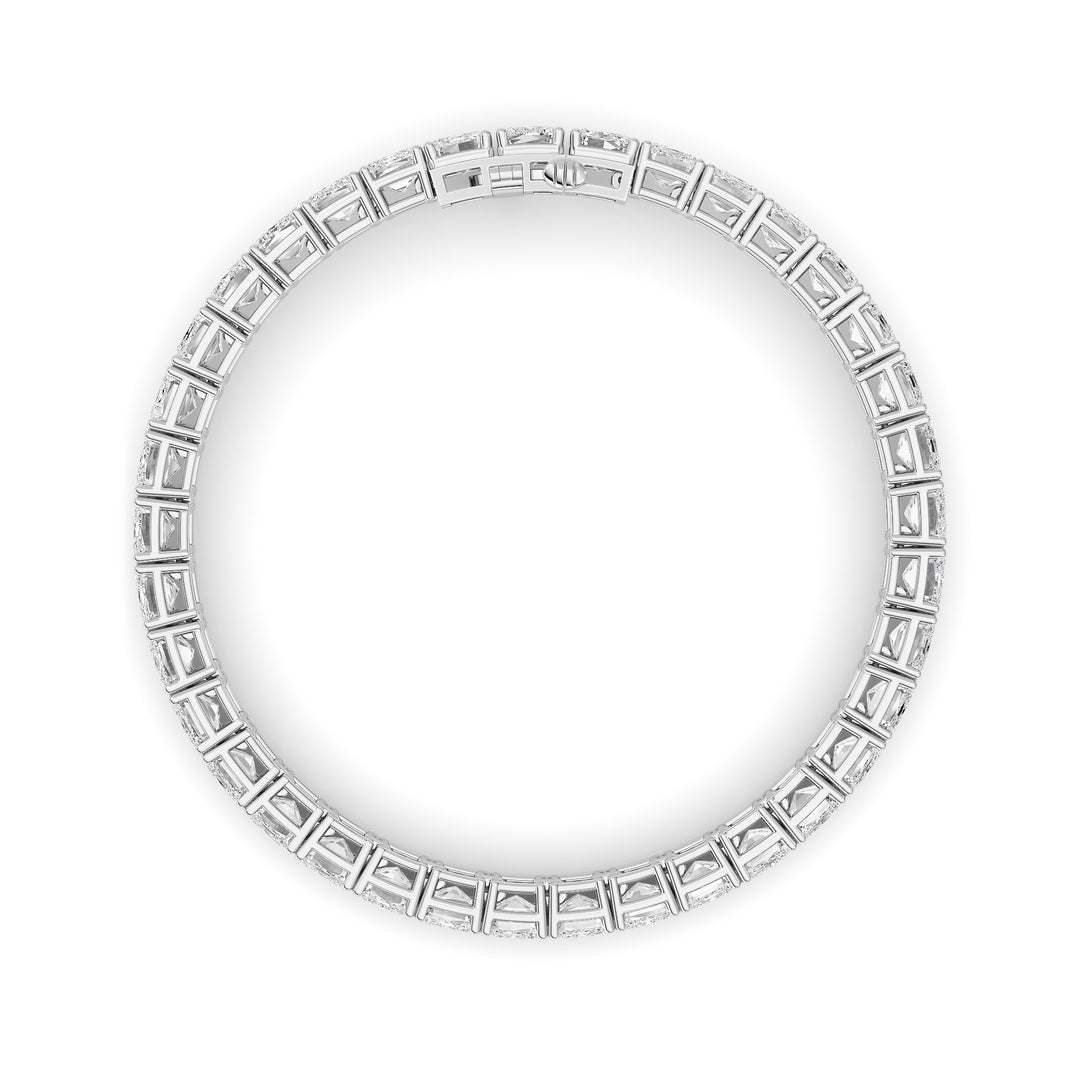 27Cttw Emerald Shaped Lab Grown Diamond (F/VS) East West Line Bracelet in 14K Gold