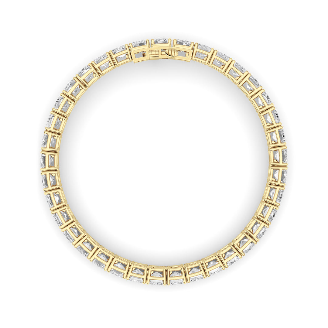 27Cttw Emerald Shaped Lab Grown Diamond (F/VS) East West Line Bracelet in 14K Gold