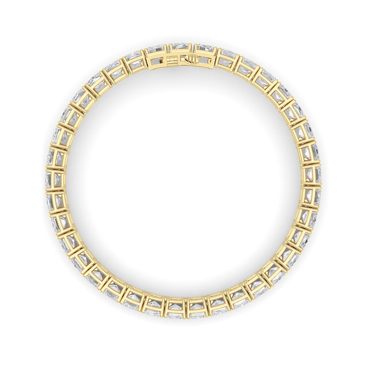 27Cttw Emerald Shaped Lab Grown Diamond (F/VS) East West Line Bracelet in 14K Gold