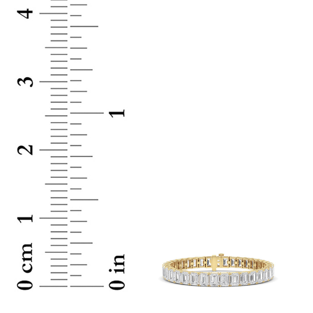 27Cttw Emerald Shaped Lab Grown Diamond (F/VS) East West Line Bracelet in 14K Gold