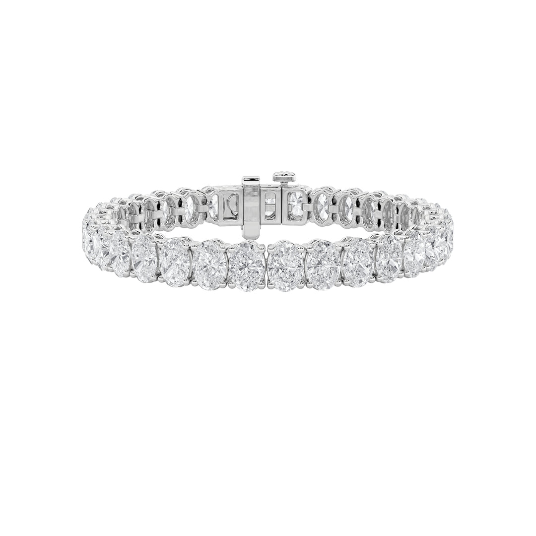 24Cttw Oval Shaped Lab Grown Diamond (F/VS) East West Line Bracelet in 14K Gold