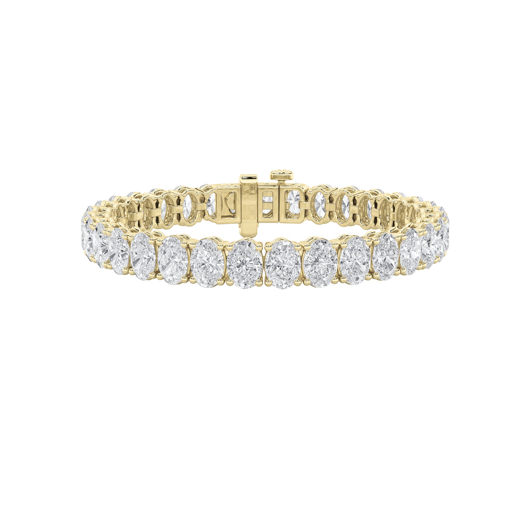 24Cttw Oval Shaped Lab Grown Diamond (F/VS) East West Line Bracelet in 14K Gold