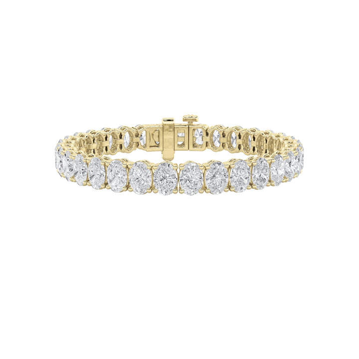 24Cttw Oval Shaped Lab Grown Diamond (F/VS) East West Line Bracelet in 14K Gold